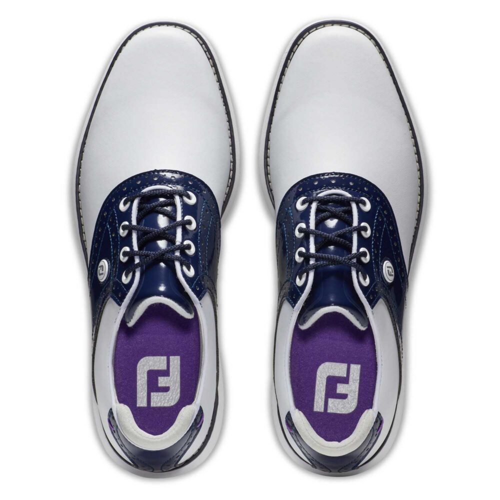 FootJoy Traditions Spikeless Women - White - Navy - Purple 4 FootJoy Traditions Spikeless Women – White – Navy – Purple